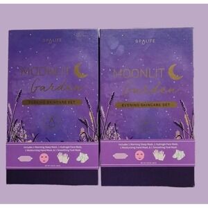 2 SPA LIFE EVENING SKIN CARE SET MOONIT GARDEN SLEEP MASK PEDI SOCKS & GLOVES